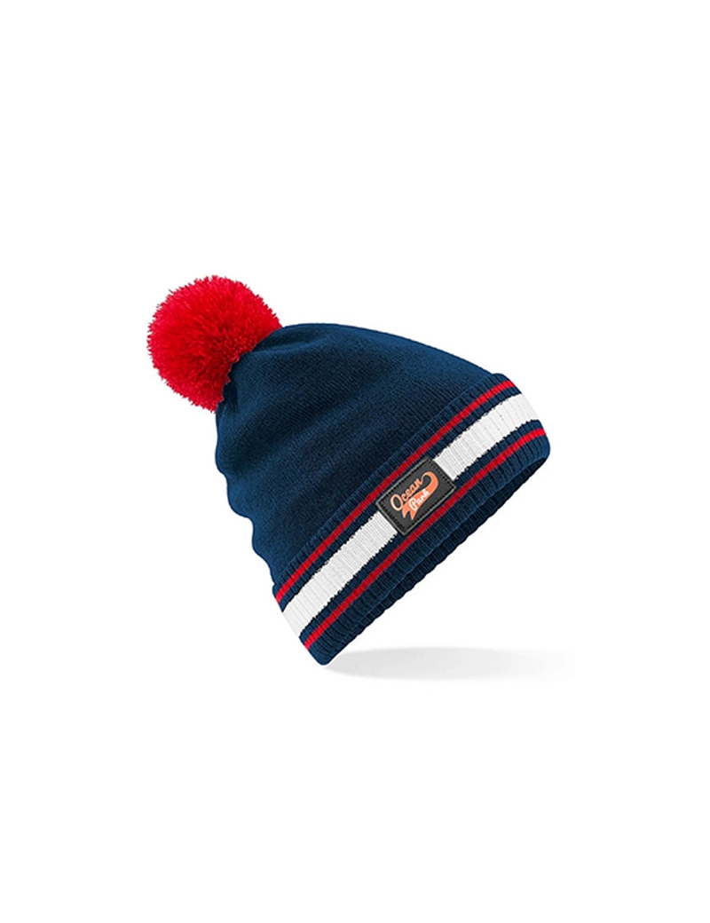 Bonnet navy pompon rouge