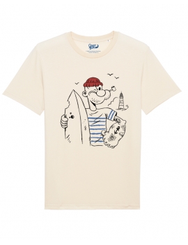 T-shirt Popeye Surfeur Beige