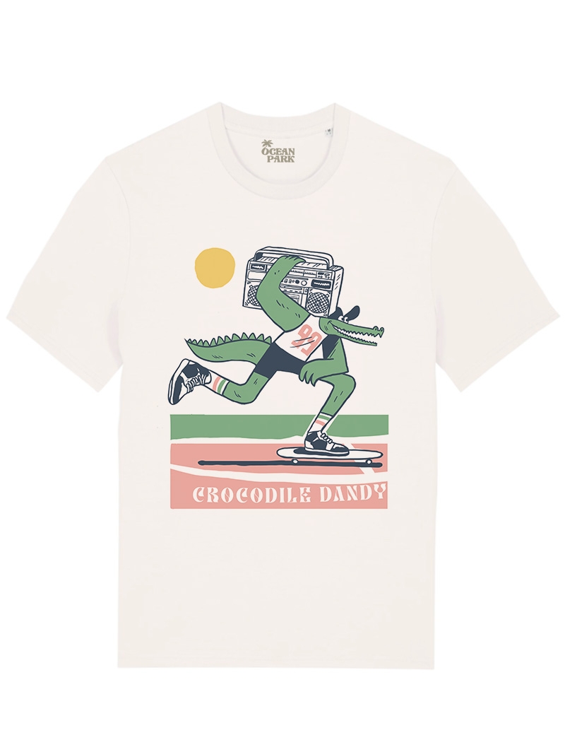 T-shirt Crocodile Dandy blanc cassé homme